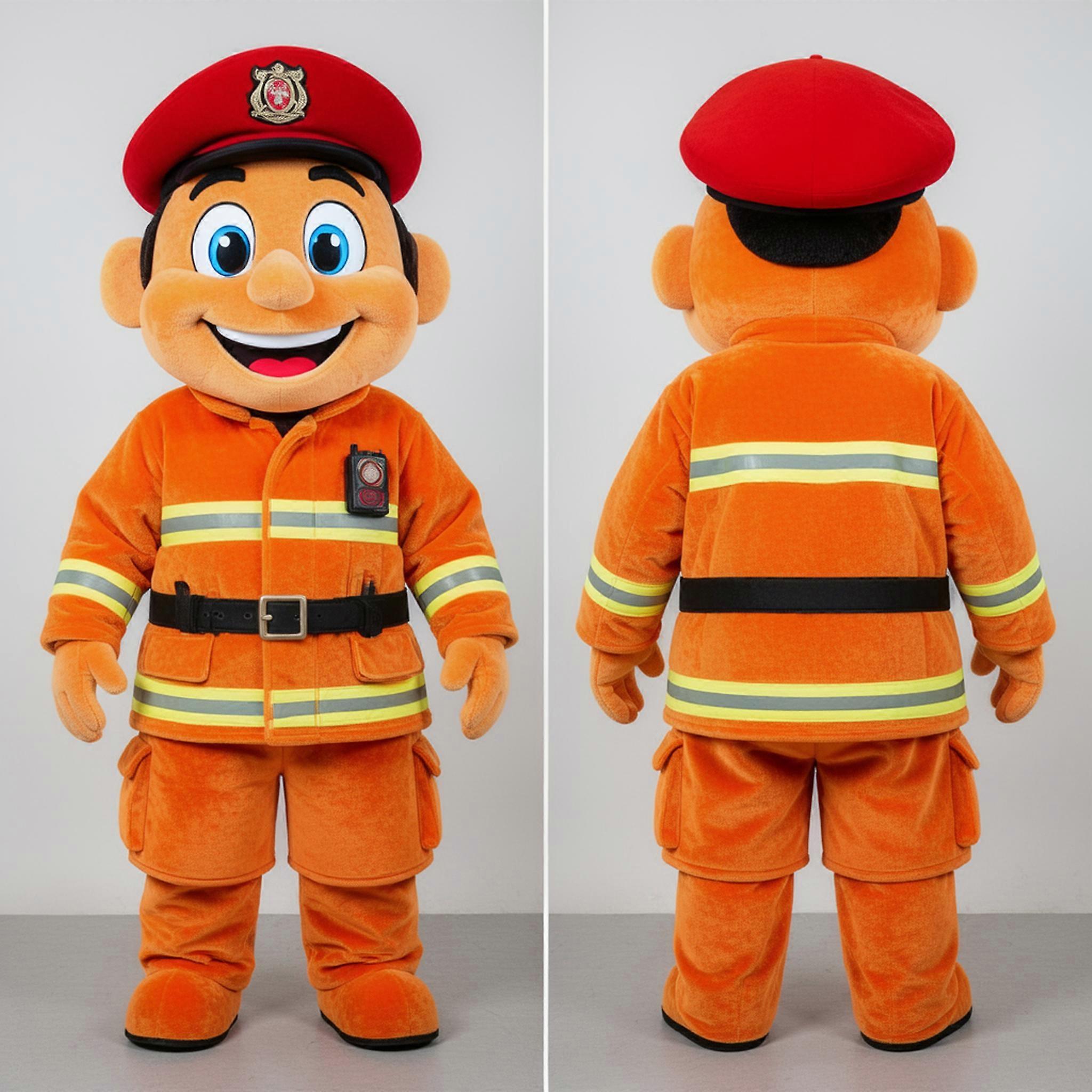 MASTICOT Rust Orange Wide Eyed Fire Fighter Mascot