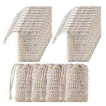 A 50pcs Shower Bath Sisal Soap Bag Natural Sisal Soap Bag Exfoliating Soap Saver Pouch Holder