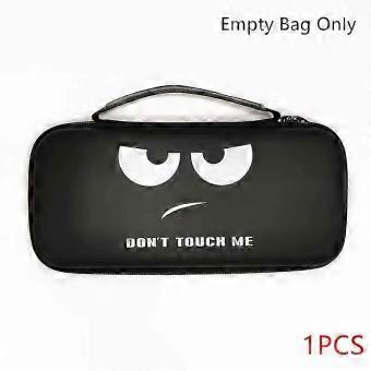 Hard Travel Storage Case with "DON'T TOUCH ME" Angry Face Print, Shock-Resistant Carrying Case for Handheld Game Consoles, Empty Only