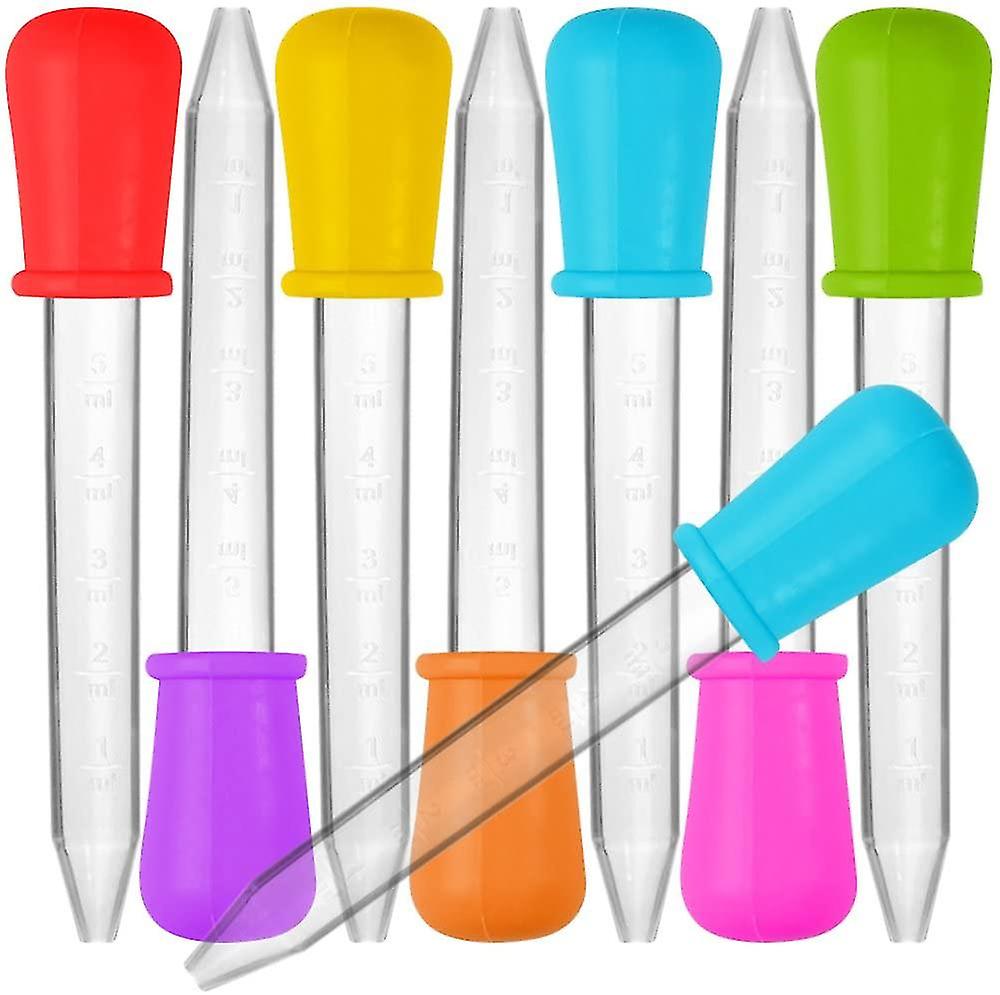 8pcs Silicone And Plastic Pipettes Transfer Eyedropper With Bulb Tip - 7 Colors