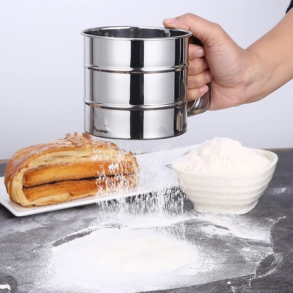 Cup Shape Design Fine Mesh Sieve Baking Tools Flour Sieve with Handle Utensils Fine Food Flour Sieve One-handed Flour Sieve Sugar Tools