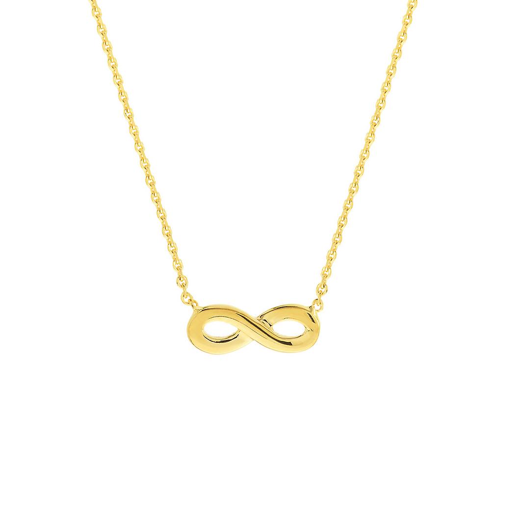 Colar com pingente mini infinito em ouro amarelo maciço 14k, corrente de 45 cm (18 polegadas), unissex.