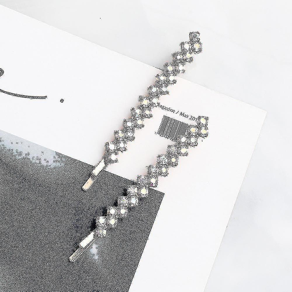 2pcs / סט סיכת ראש קריסטל יהלום יוקרתי אופנתי שיער קישוט גיאומטריה קליפים לשיער ריינסטון מתוק לנשים אביזרי שיער