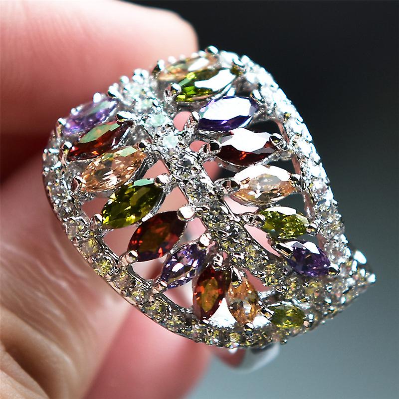 טבעת אשכול אלגנטית מרקיז לחתוך טיפת מים בצורת זירקון 18 קראט יום נישואין מצופה זהב מתנת יום הולדת לנקבה ערב תפאורה למסיבת ערב נשית