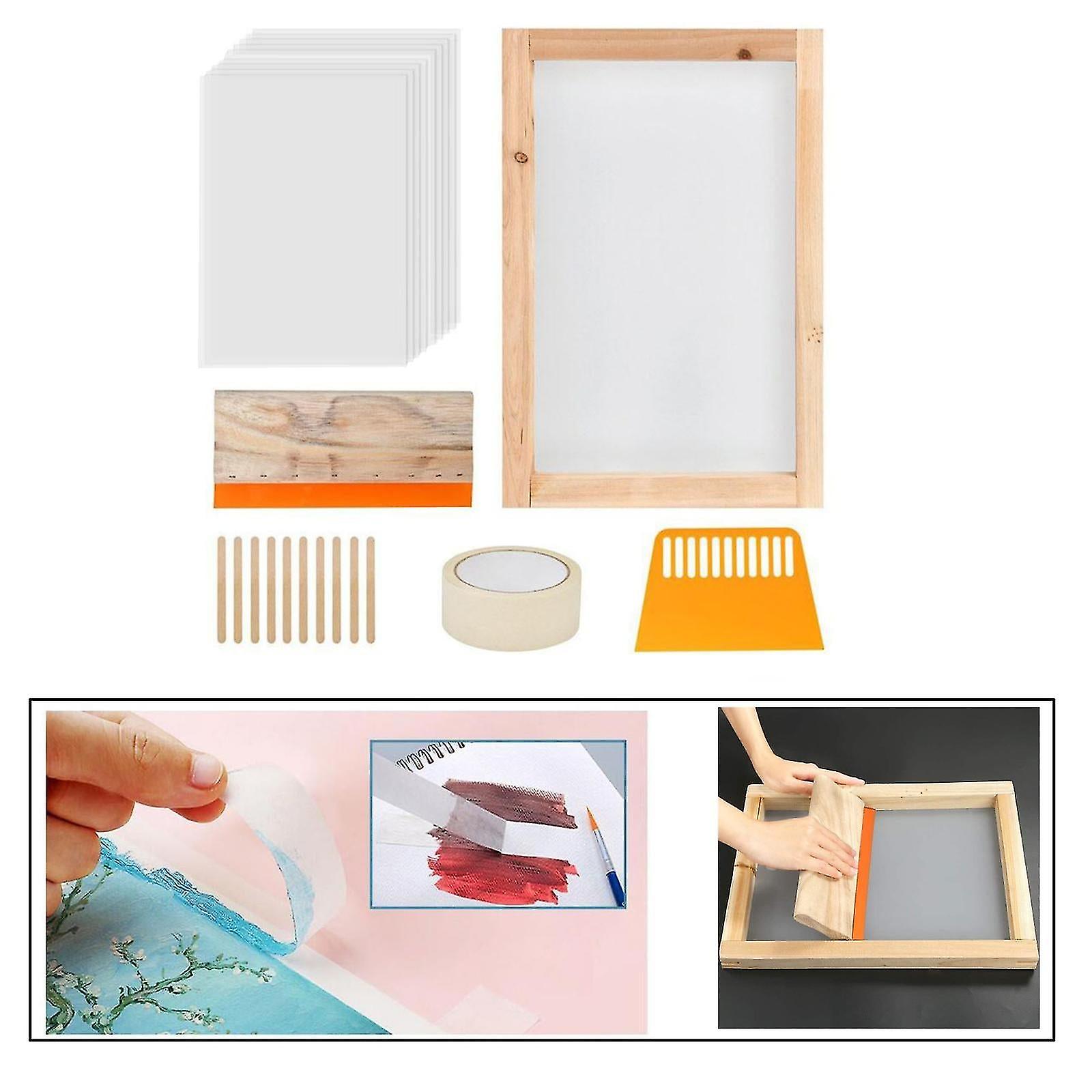 24X Silk Screen Frame, Screen Printing Set,durable Safe Silk Screen Frame Mesh Printing Set Print Starter Tool Kit With Squeegee