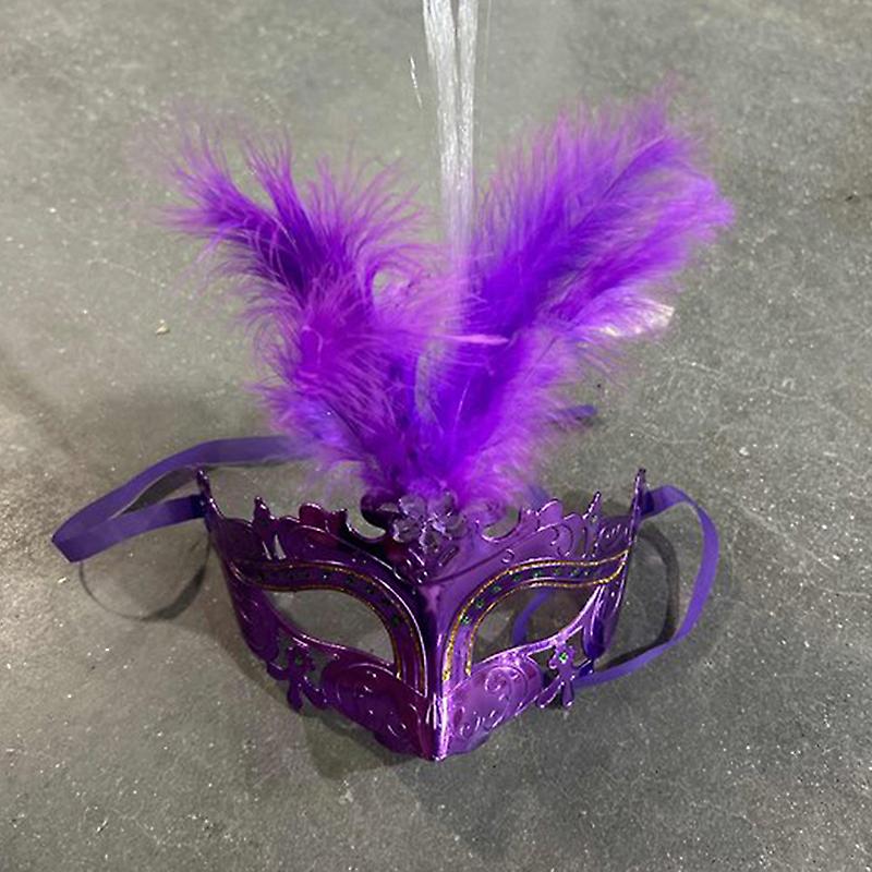Halloween Led Feather Mask Fiber Optic Prom Party Princess Feather Mask