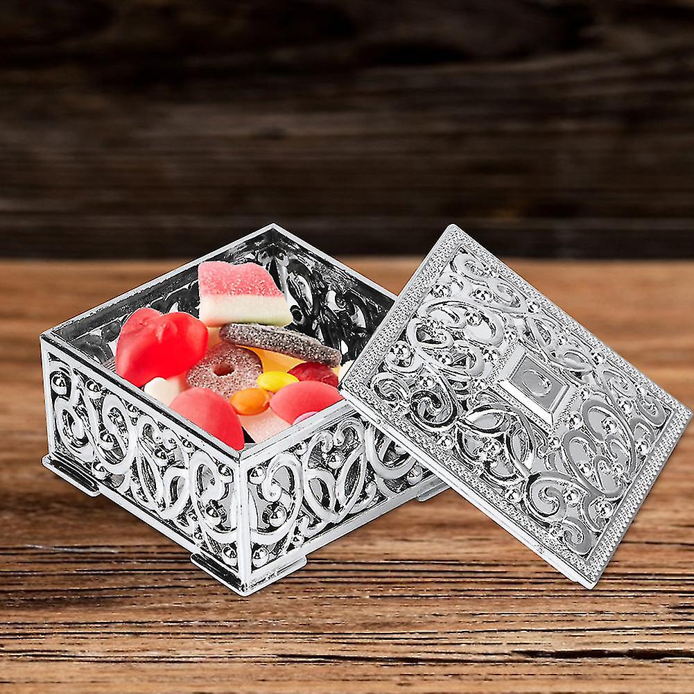 Gold and silver candy boxes in openwork shape, gift wrap container for pastries, cookies, petit fours, pies, cupcakes, donuts and more.(Silver)