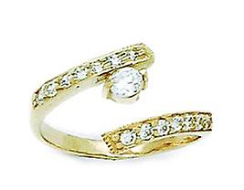 14k Yellow Gold Cubic Zirconia Top Adjustable Fancy Body Jewelry toe ring-toe ring for Women