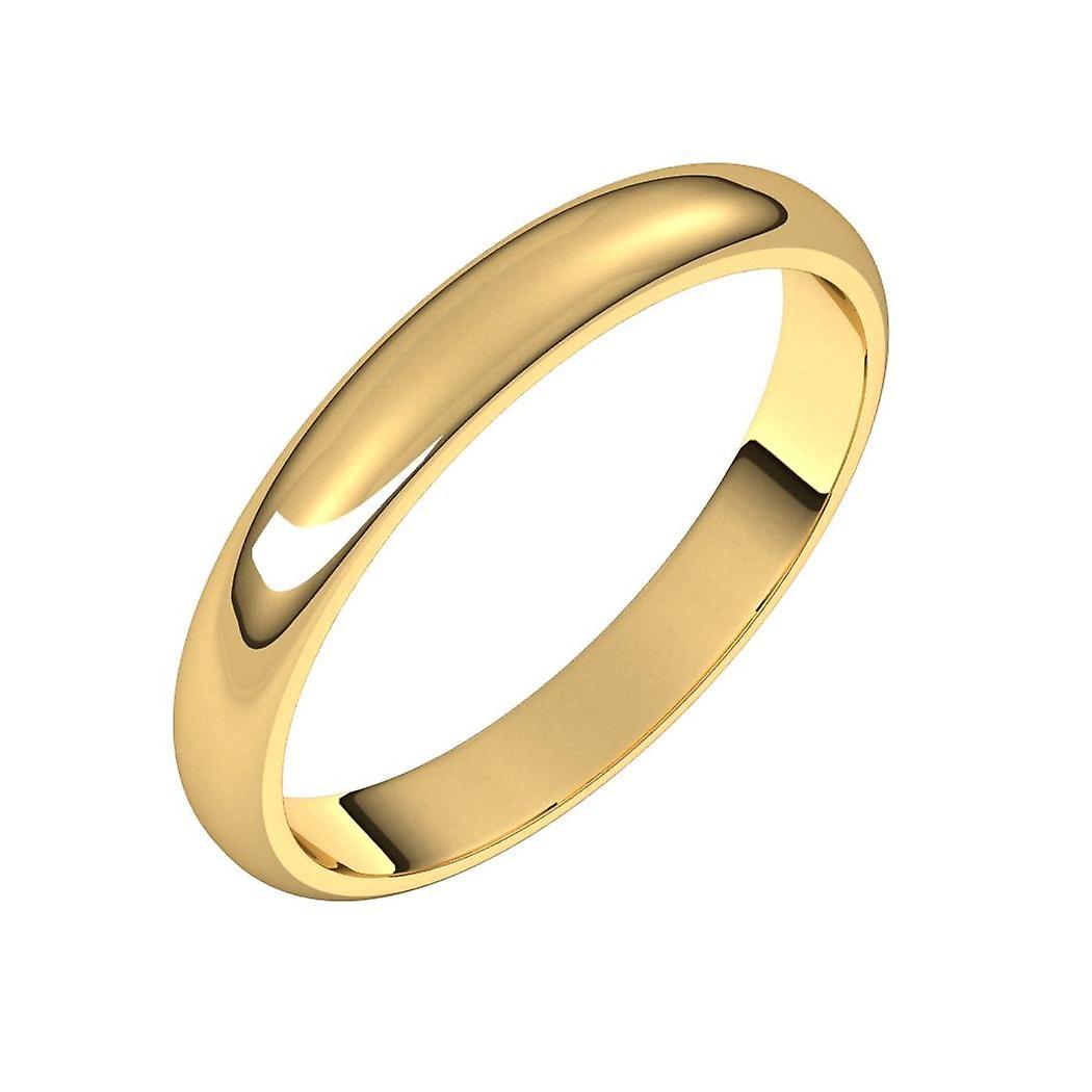 18Kイエローゴールドハーフラウンド3mmウェディングバンドリング8.5-女性と男性のための結婚式バンド