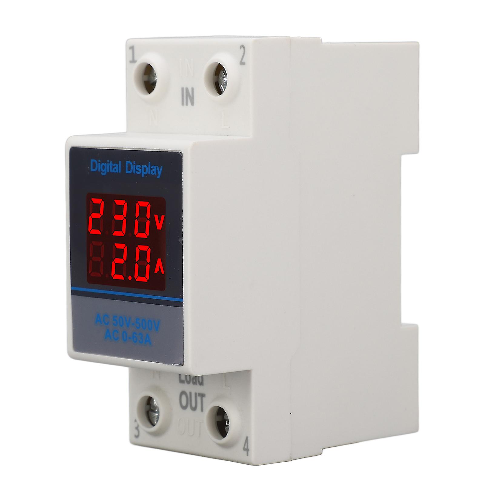 Voltage and current meter Din rail-mounted, dual display