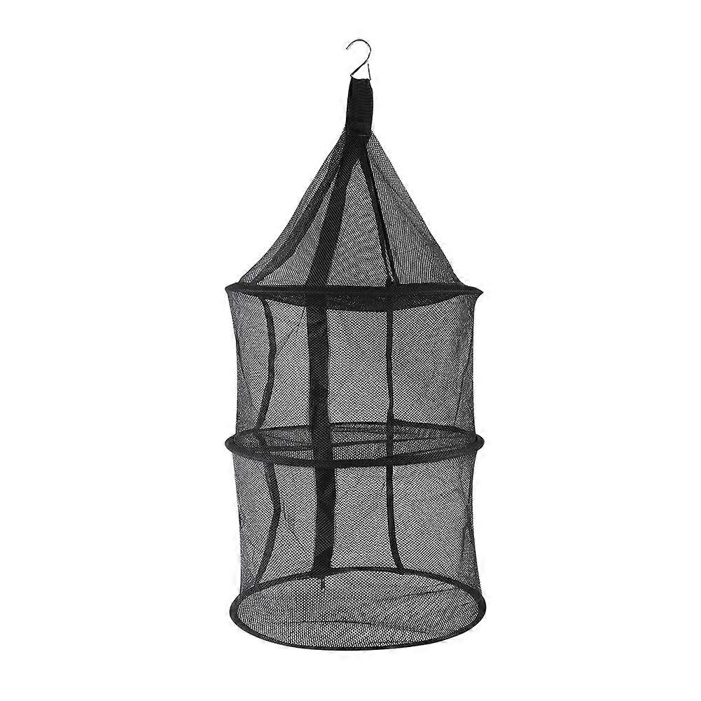 3-Layer Foldable Dry Net 38x87cm Black Nylon with Bag for Camping