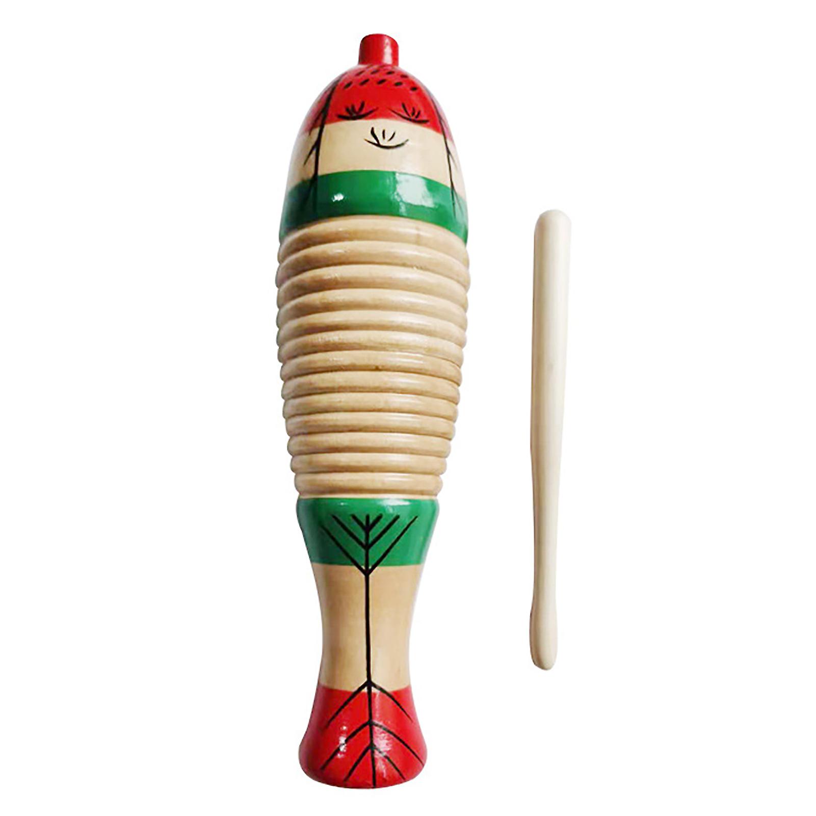 Fish Shape Guiro Colorful Wooden Latin Percussion Musical Instruments for Kindergarten S