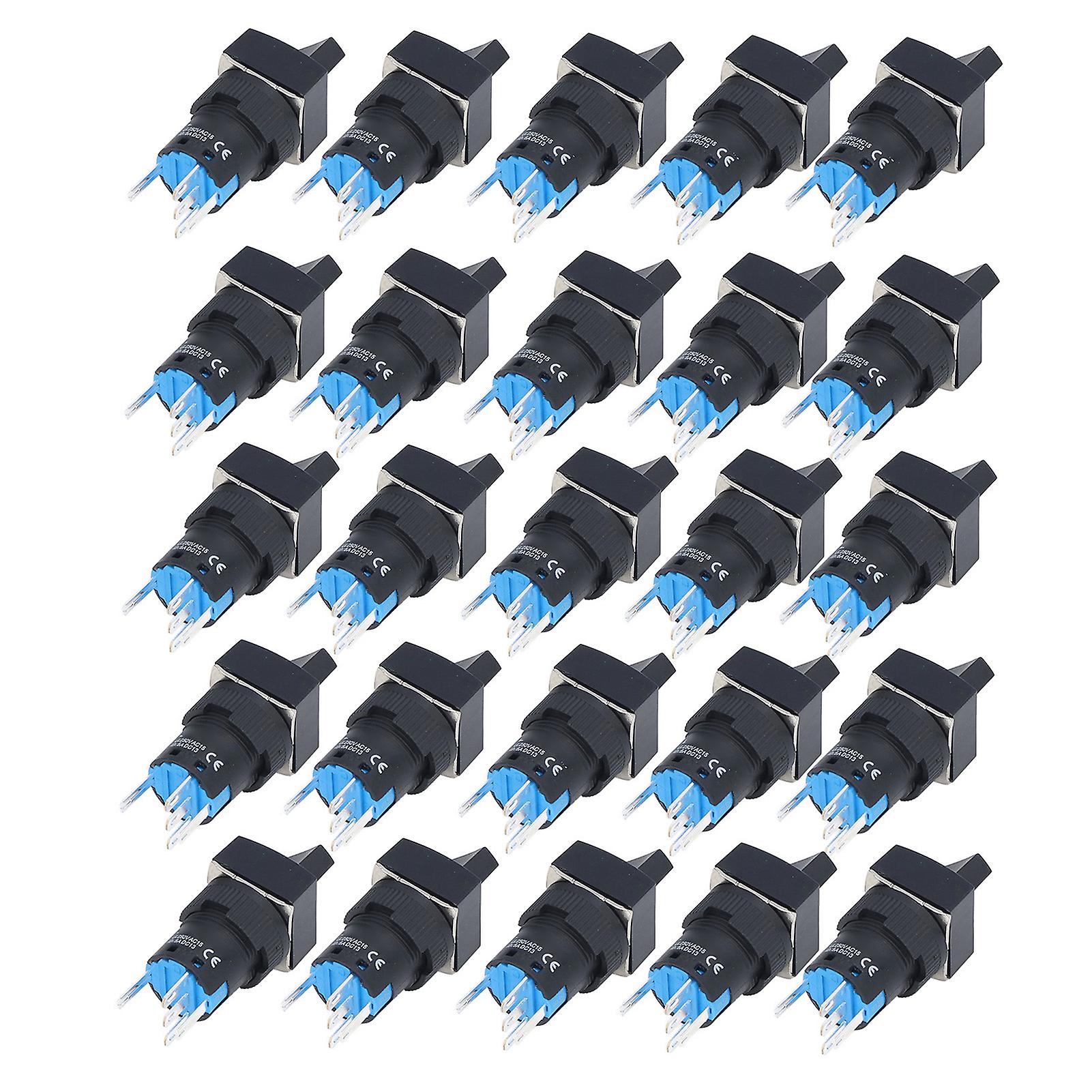 12V 16mm Square 25Pcs Self Locking 2 Speed Knob Selector Switch with Light BEMLA1611XD/21F(Red)