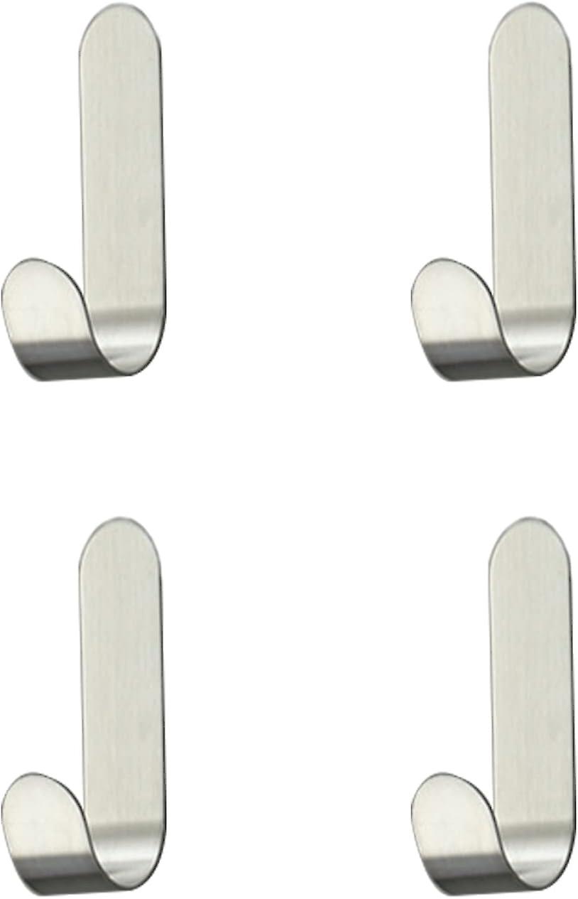 4 Pieces Stainless Steel Adhesive Hook,Self Adhesive Hooks Hook,for Towel, Keys, Home, Kitchen, Bathroom, Anti-rust and Waterproof