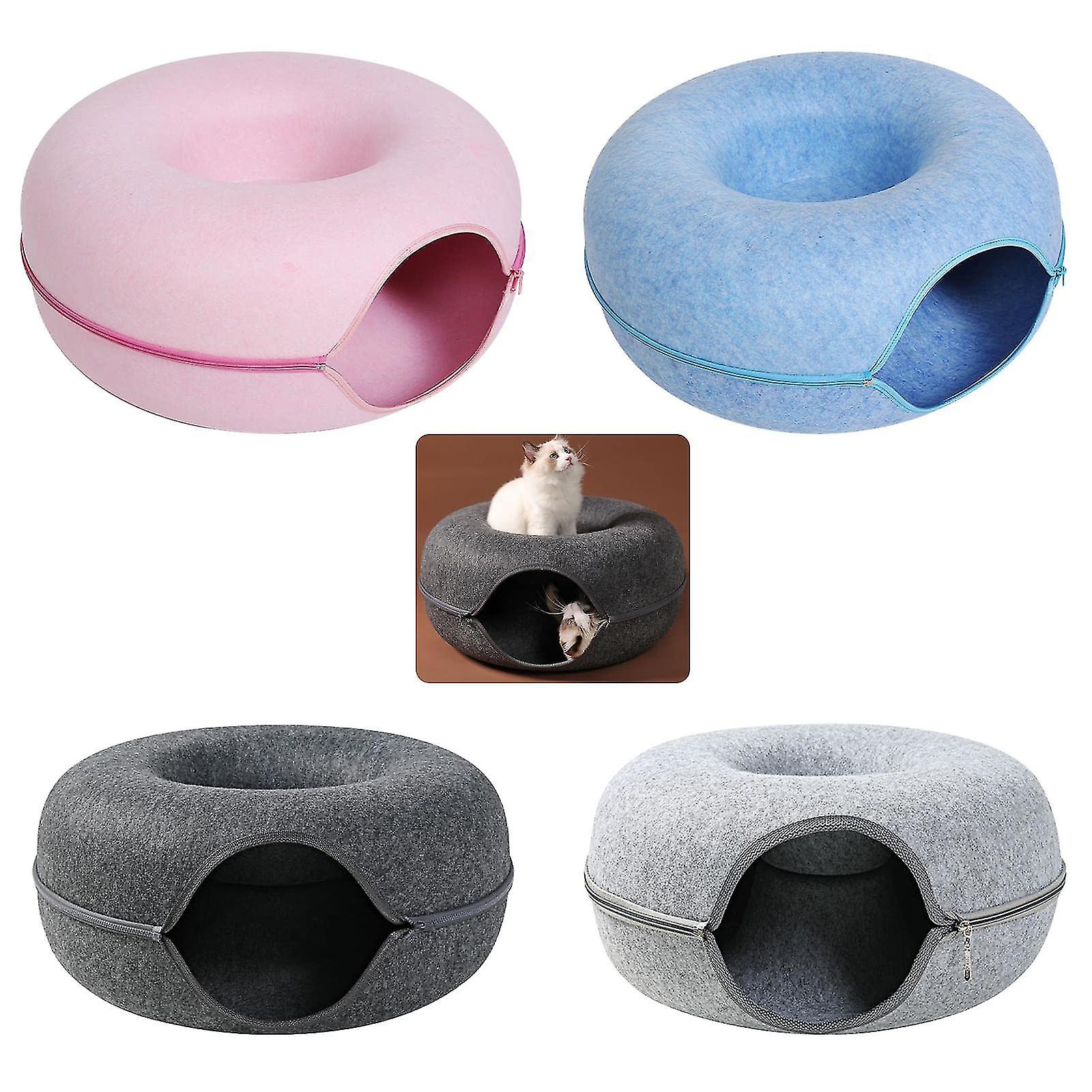 New Pet Nest Cat Tunnel Bed Round Donut Felt Pet Nest Round Donut Interactive Play