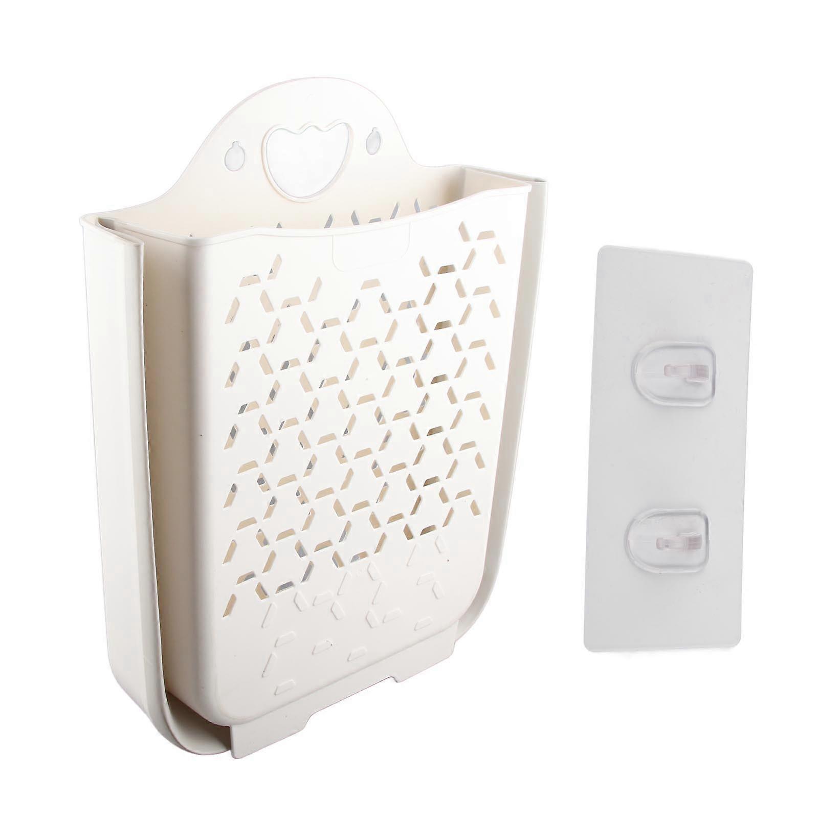 Foldable Hanging Laundry Basket Polypropylene Wall Mounted Collapsible Laundry Hamper for Laundry Room Dorm Room XL White