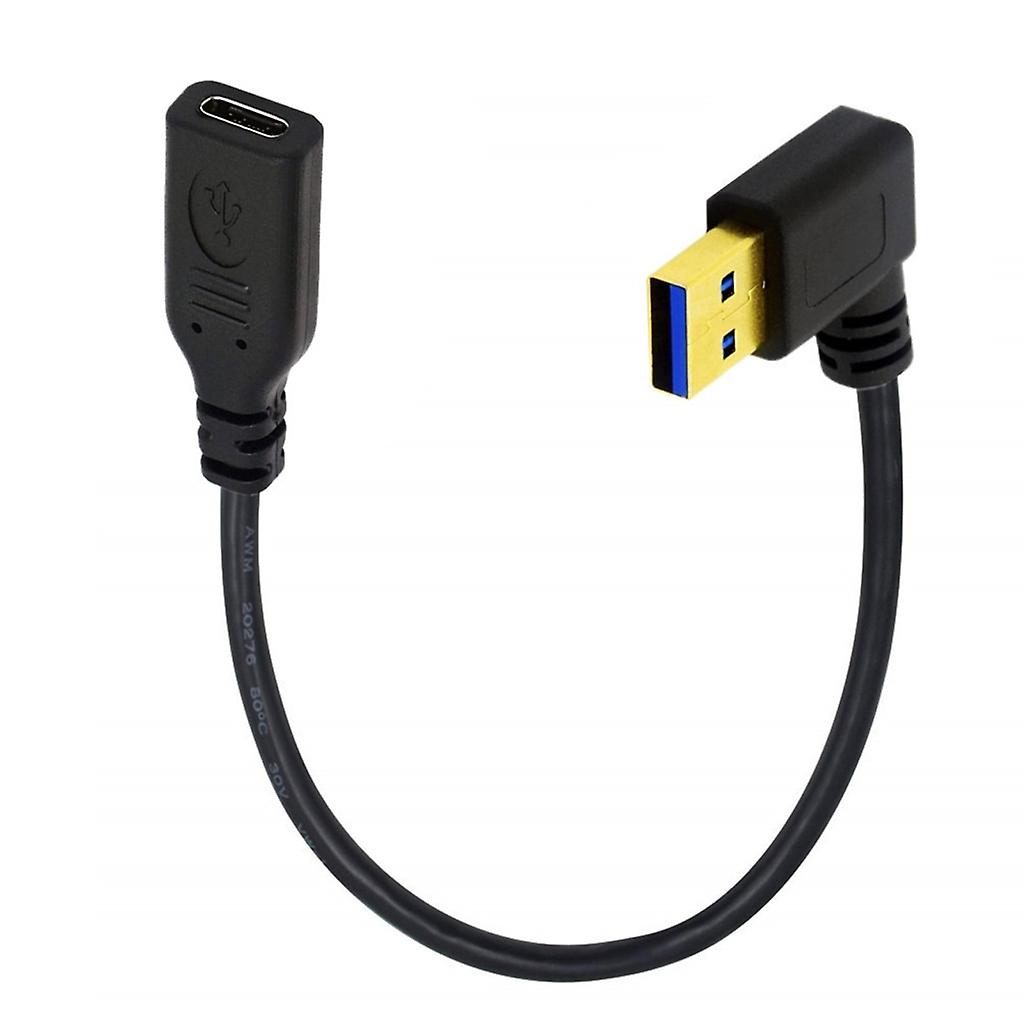90 Degree Bend Cable USB Type C Male to Female Data Cable for Card Reader Hub