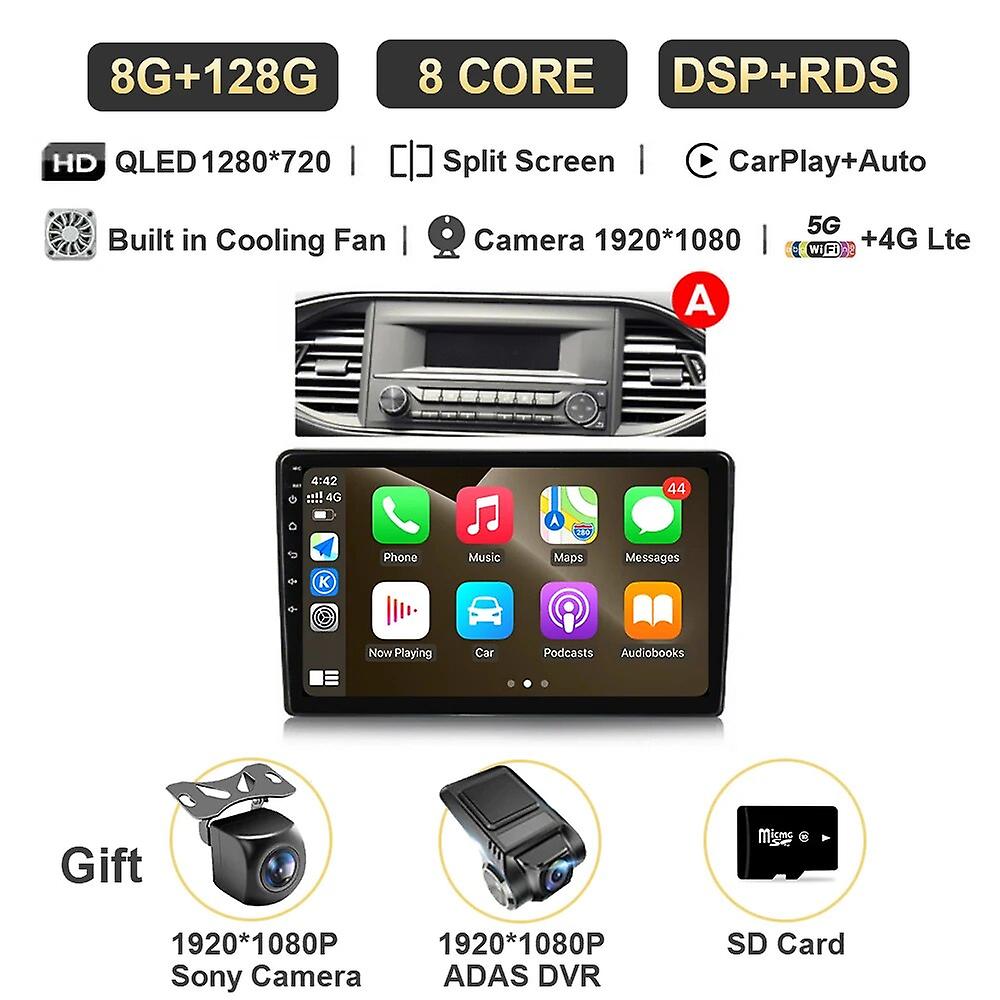 Android 13 Autoradio für Peugeot 308 T9 308s 2013 - 2017 Multimedia Stereo Player 2din Headunit Carplay + Auto Wifi 4g Asp Dsp Bt