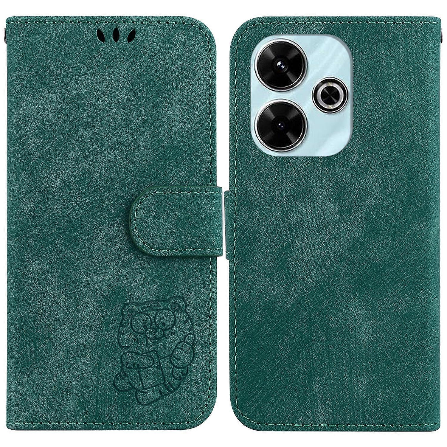 Tiger Embossed Leather Phone Case For Xiaomi Poco M6 4G