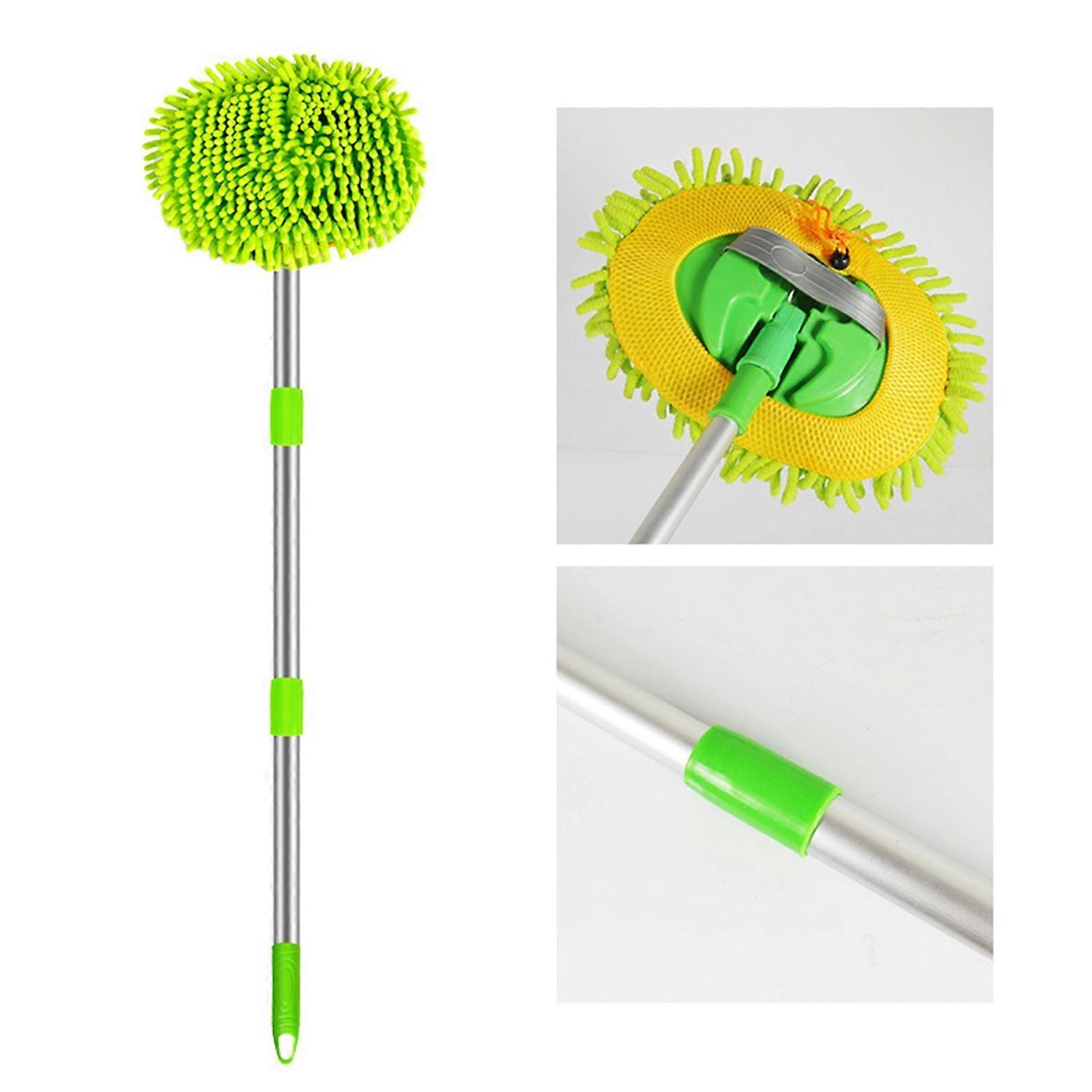 2-in-1 Car Wash Sock Mitt with Long Handle Chenille Microfiber Dust Brush