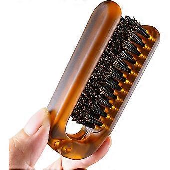 Piltable Boar Bristle Brush, Portable Folding Hairbrush, Hair Comb Pocket Size Quick Dry Detangling Travel Massage Brushes(Amber)