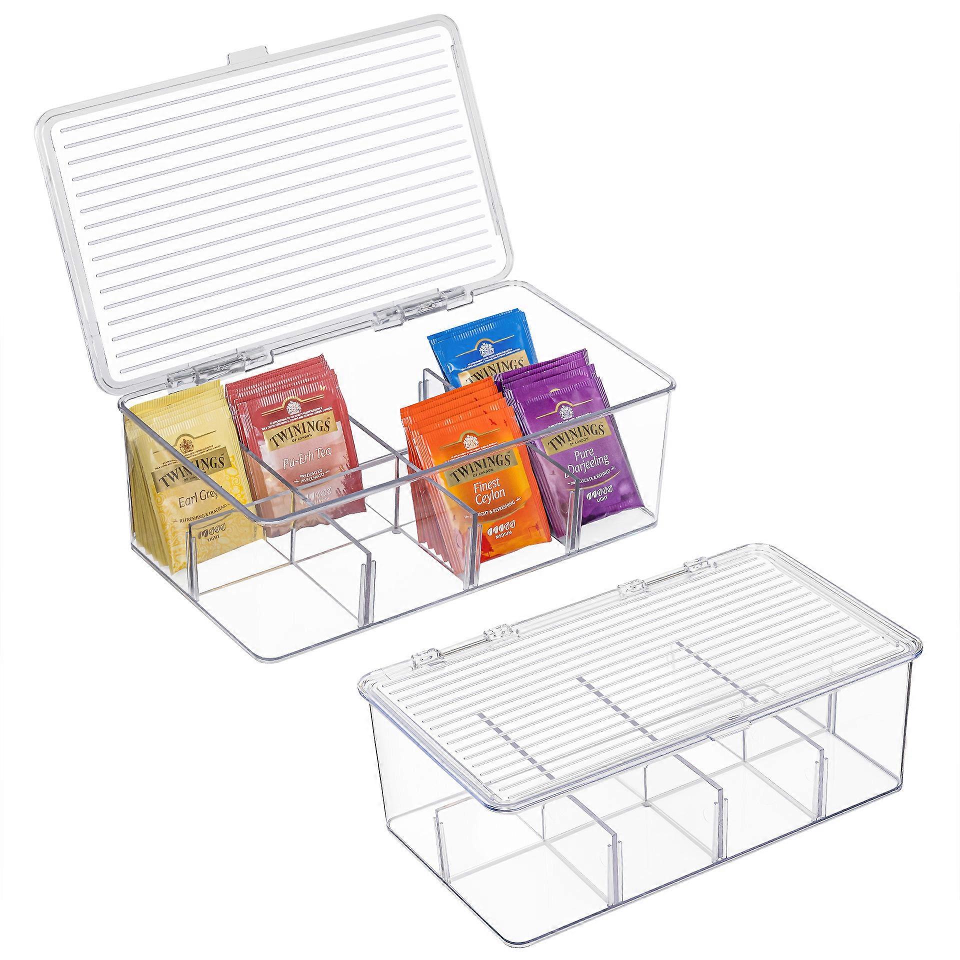 Design Storage Box - Eight Compartment Food Storage Box - Modern Kitchen Organizer for Instant Soups, Spices etc - Clear