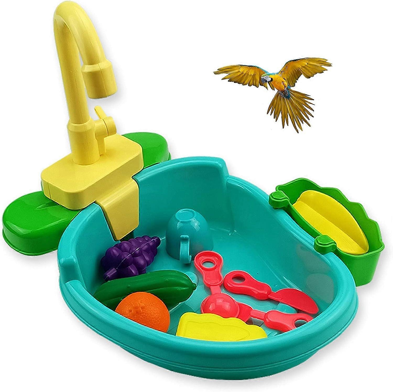 Bird Parrot Tub, Bird Bath with Fountain Pump Parrot Automatic Tub with Faucet Bird Shower Tub Bird Feeder Bowl Parrot Fit