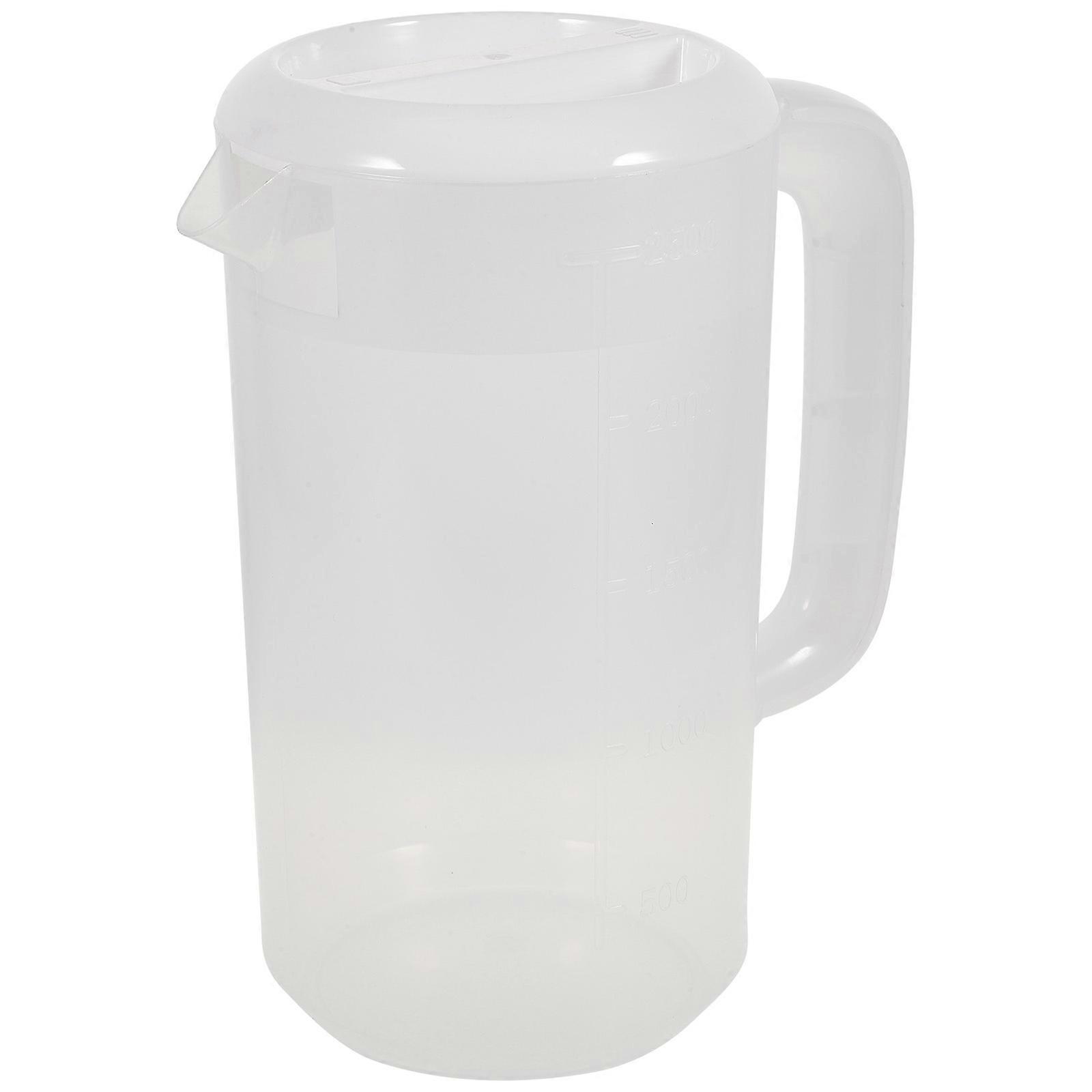2500ml Transparent Plastic Measuring Pitcher Milk Tea Pot Cold Water Kettle for Storing and Serving Beverage (White)