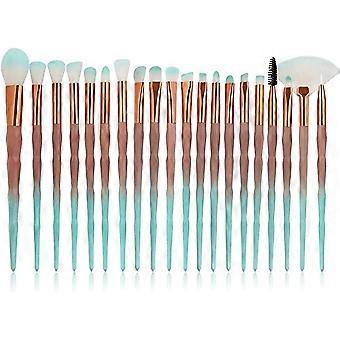 Kongqtee Øjenbørstesæt, 20 stk Enhjørning Øjenskygge Eyeliner Blandingsfold Kit Makeup Børster Make-up Foundation Øjenbryn Eyeliner Blush Kosmetisk Concecia