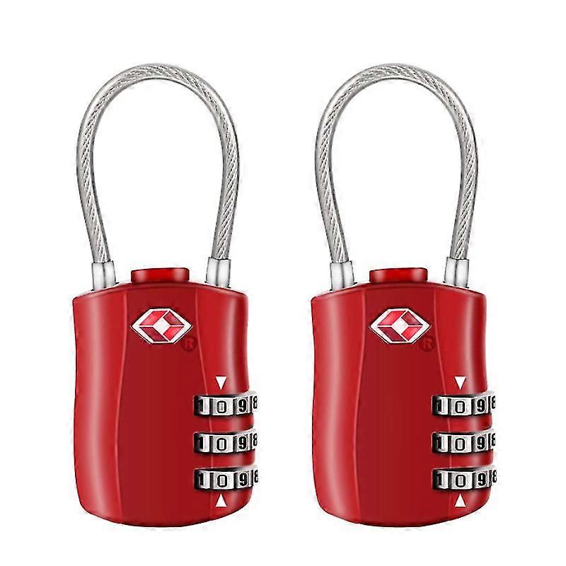Jianghuo [2 Pack] Tsa Luggage Locks,3 Digit Security Padlocks,Combination Padlocks,Code Lock For Travel Suitcase Suitcase Luggage Bag Etc,Red