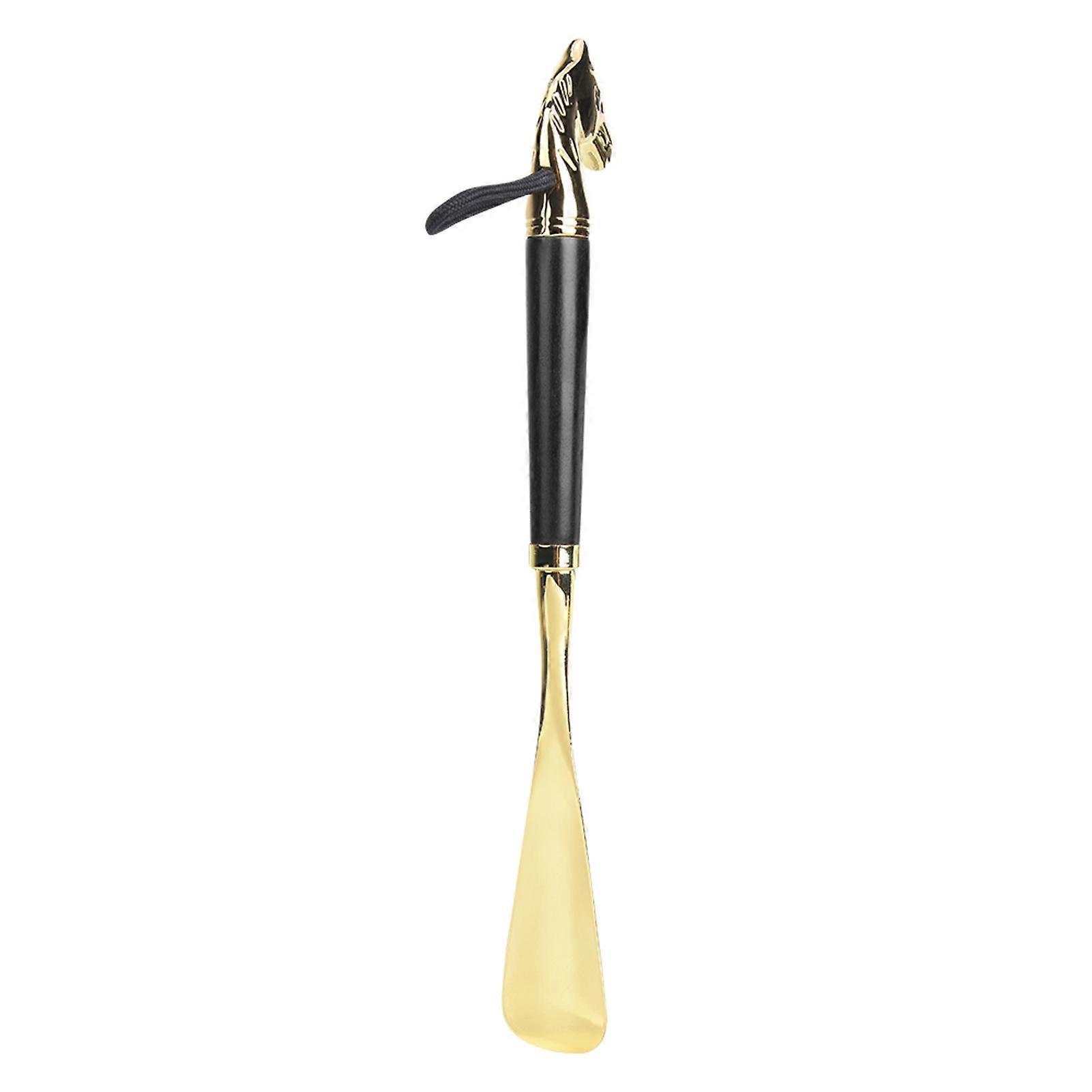 말 머리 구두 경적 리프터 범용 긴 너도밤 나무 손잡이 처리 구둣 주걱 블랙 32CM