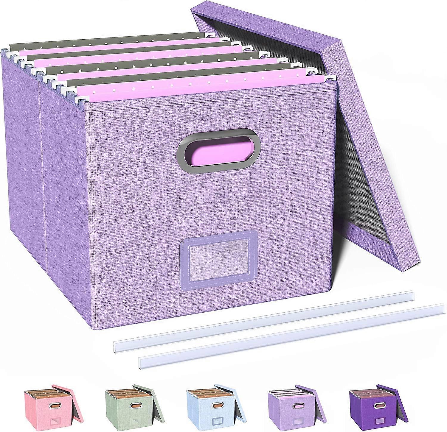 File Storage Organizer Box,Filing Box,Portable File Box with Lid,Fit for Letter/Legal File Folder Storage, Easy Slide Durable Hanging File Box for Off