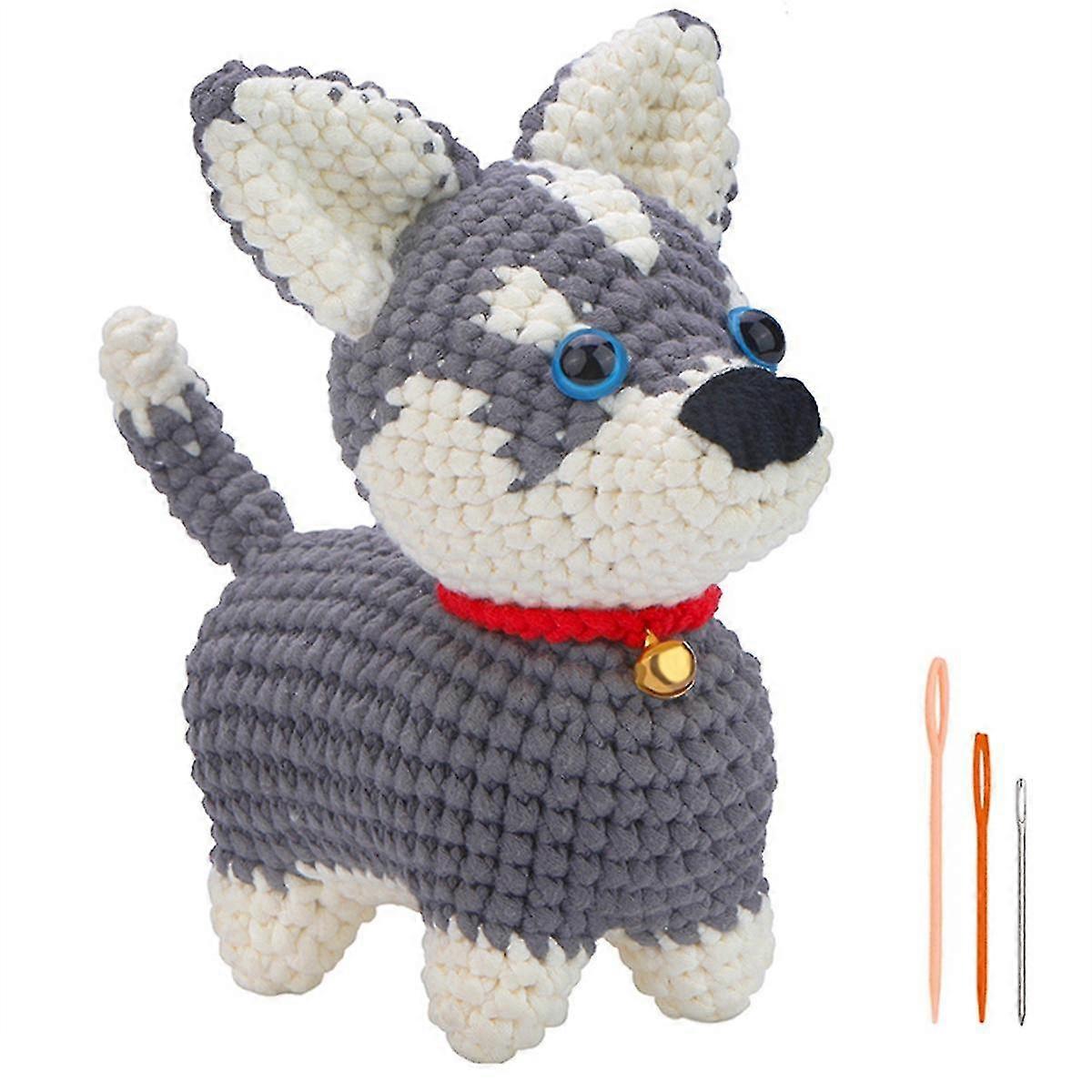 Häkelset DIY Husky Häkelset mit Strickgarnnadeln Plüschpuppe einfach für Anfänger Enthält