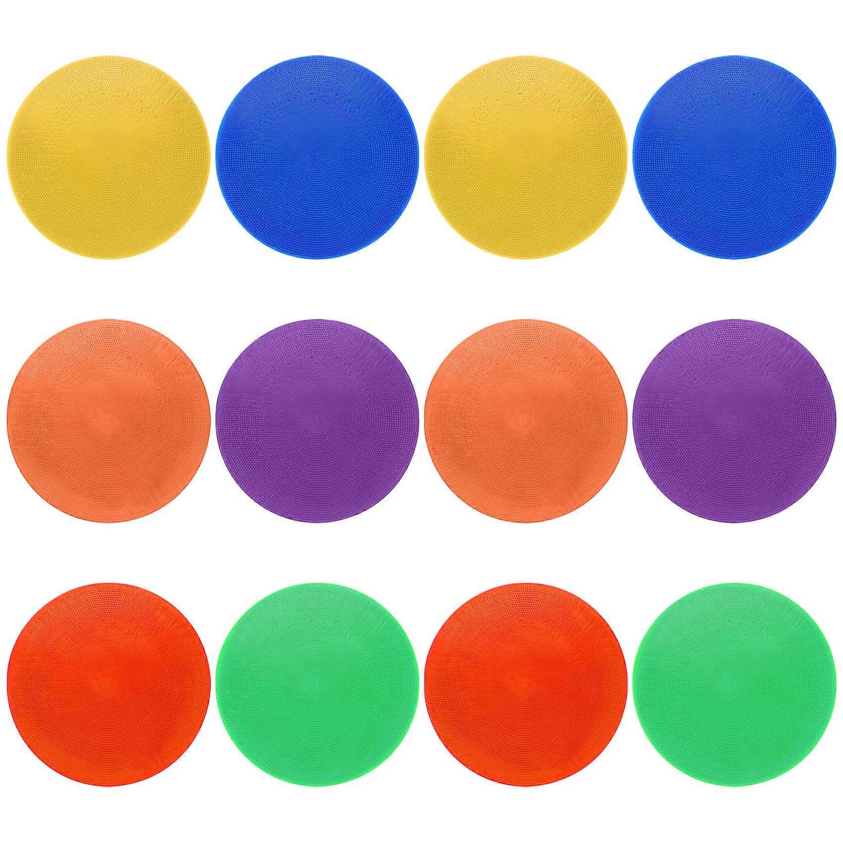 12Pcs Colored Spot Marker Non-Slip Agility Markers Flat Cones Dots for Football Basketball Training