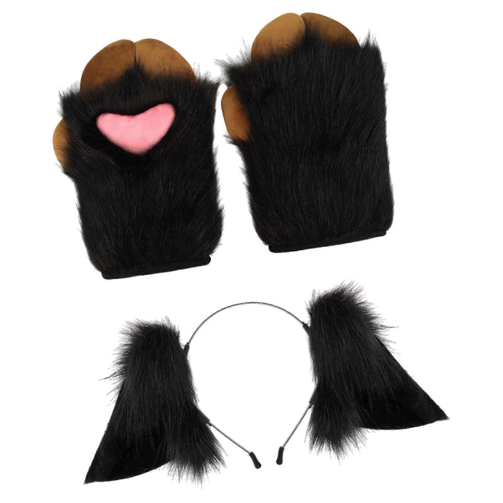 قفازات حافر الأغنام عقال آذان لمهرجان ماردي غرا للأطفال للبالغين أسود