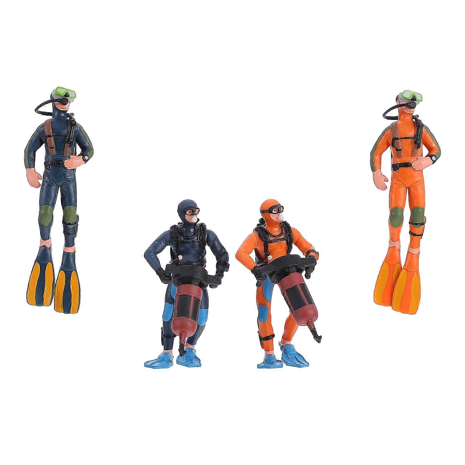 4pcs PVC Simulation Diver Decoration Mini Sand Table Scene Figure Ornaments