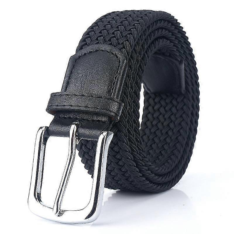 Elastic Braided Belt, Stretch Woven Belt Black