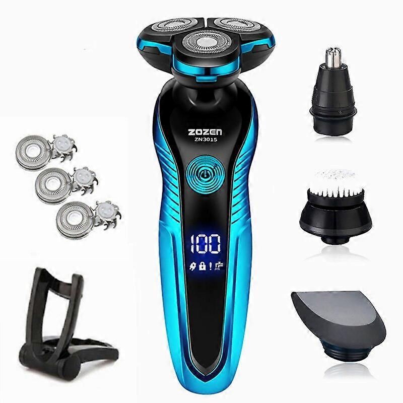 Rasoir électrique lavable rechargeable rasoir à cheveux tondeuse à cheveux coupe machine à raser pour hommes tondeuse à barbe humide-sec double usage ZN3015 bleu 01 fabri