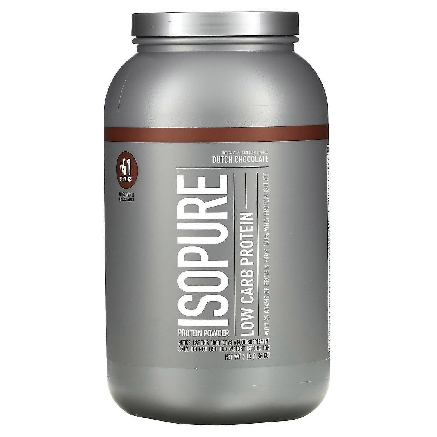 Isopure, Low Carb Protein Powder, Dutch Chocolate, 3 lb (1.36 kg)