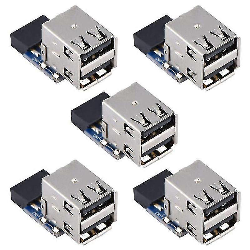5pcs Desktop Board Usb Connector, 9pin/10pin Dual Usb2.0 A Port Front Panel Adapter, Usb Internal M