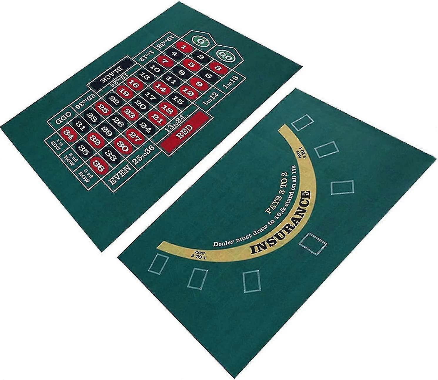 Poker Mat - Texas Hold'em And Blackjack Theme Party Poker Table Mat Reversible Felt Game Mat