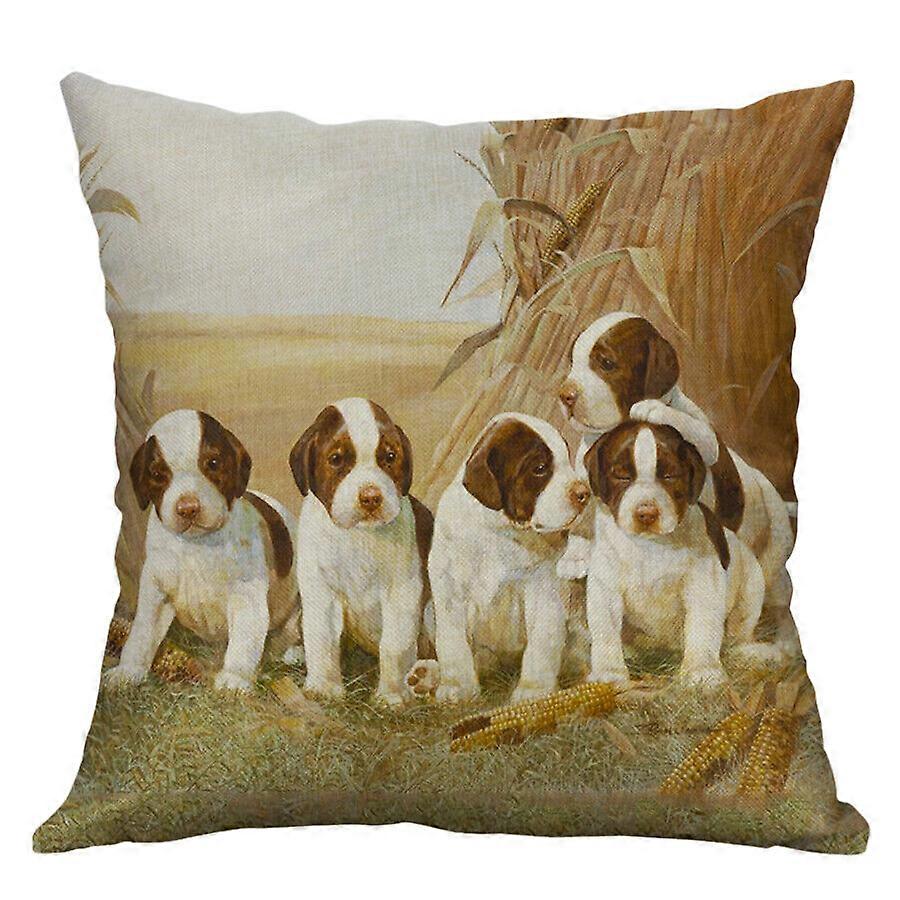 ヴィンテージ犬プリント枕カバークッションカバーソファ家の装飾コットンリネンデザイン1001jpjcjh