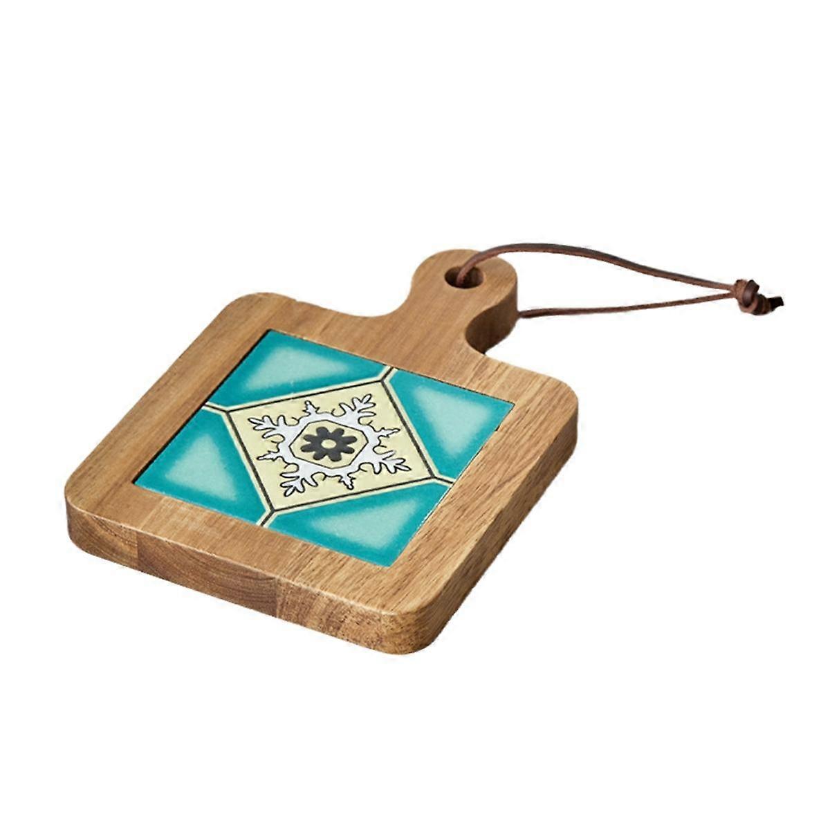 Solid Wood Tile Insulation Pot Mats, Home Retro Placemats, High Temperature Resistant Kitchen Table Mats Coasters C