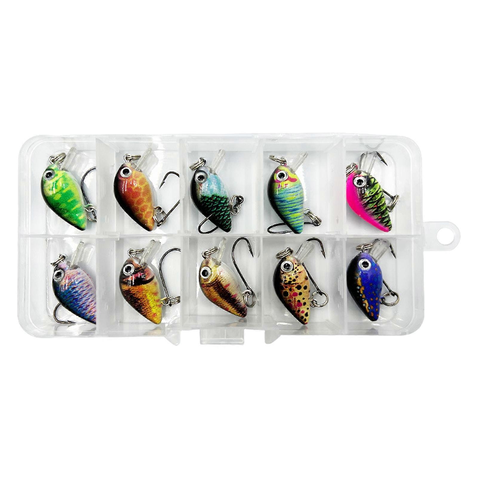 10Pcs 2.8CM/1.5G Minnow Fishing Lure with Long Tongue Hook Realistic Bionic Artificial Bait Freshwater Saltwater Trout Bass Walleye Fishing Accessorie