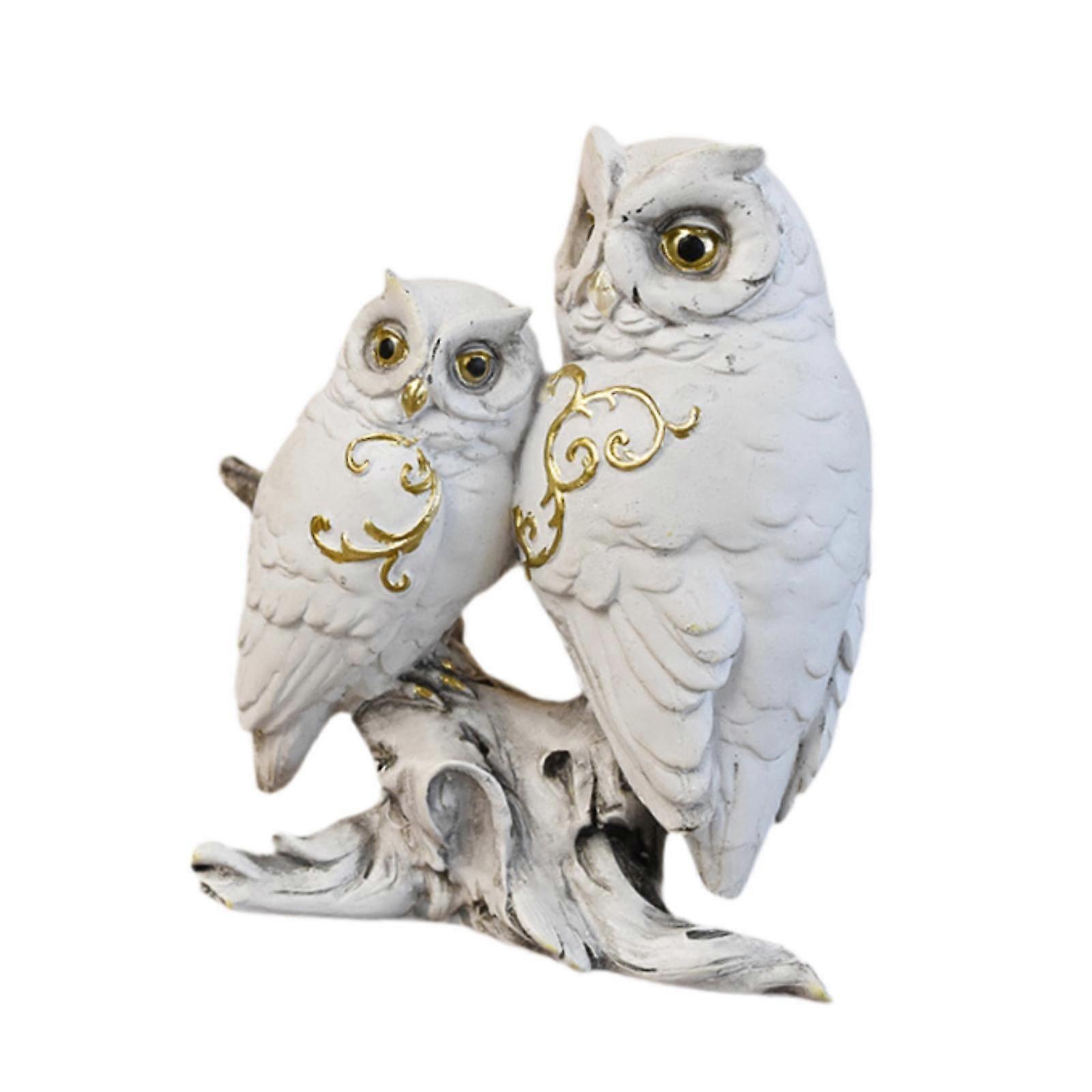 Owl Sculpture Resin Collectible Desktop Ornament for Shelf Bookshelf Cabinet Style A