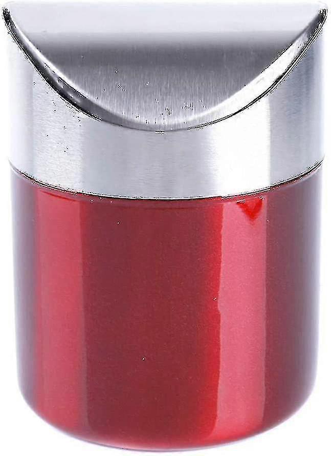 Less Steel Mini Trash Can With Screw Lid, 1-pack, Red