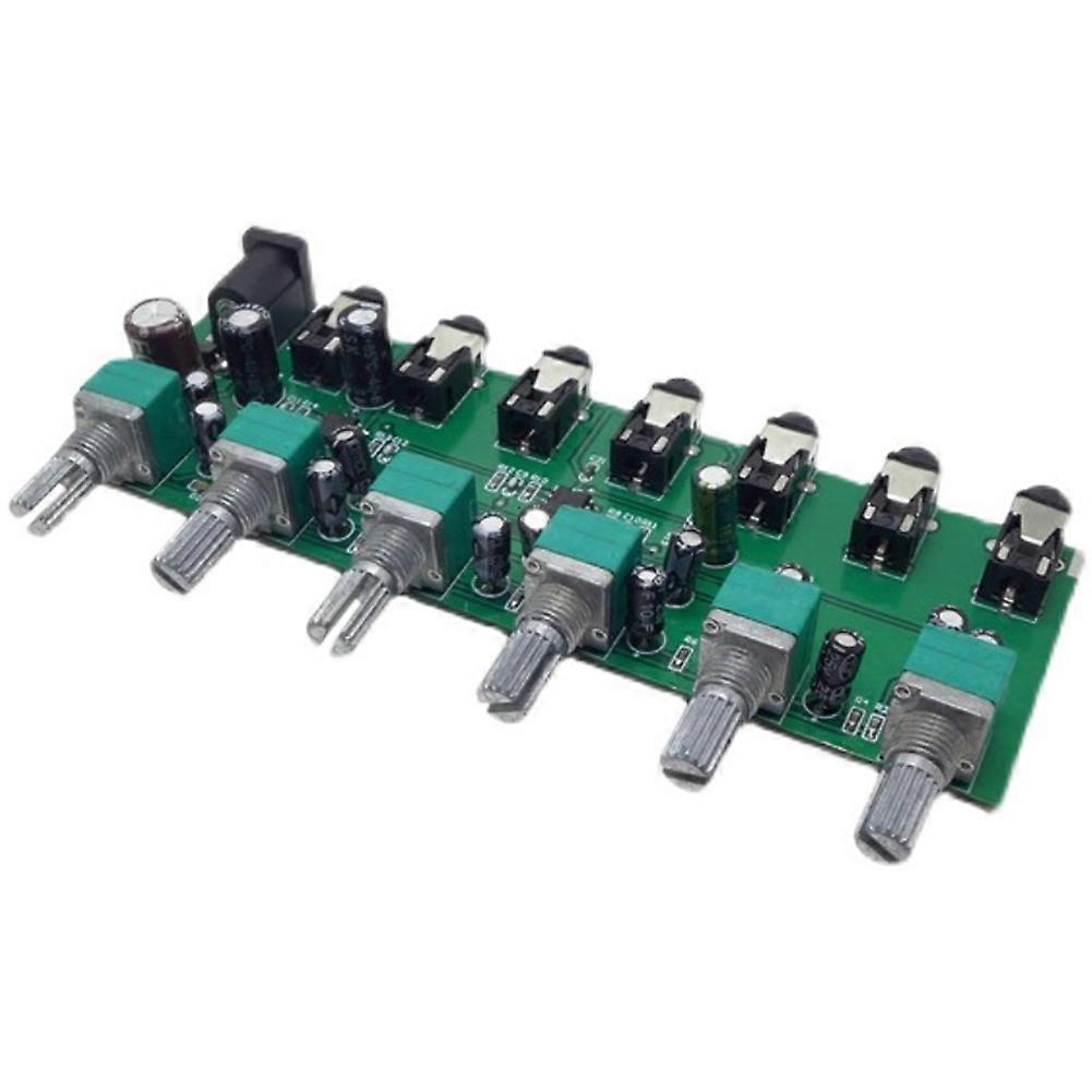 6 Ways Stereo Mixer Audio Distributor Mixing Board with Volume Control DC5-24V 1PC 6 Inputs 1 Output