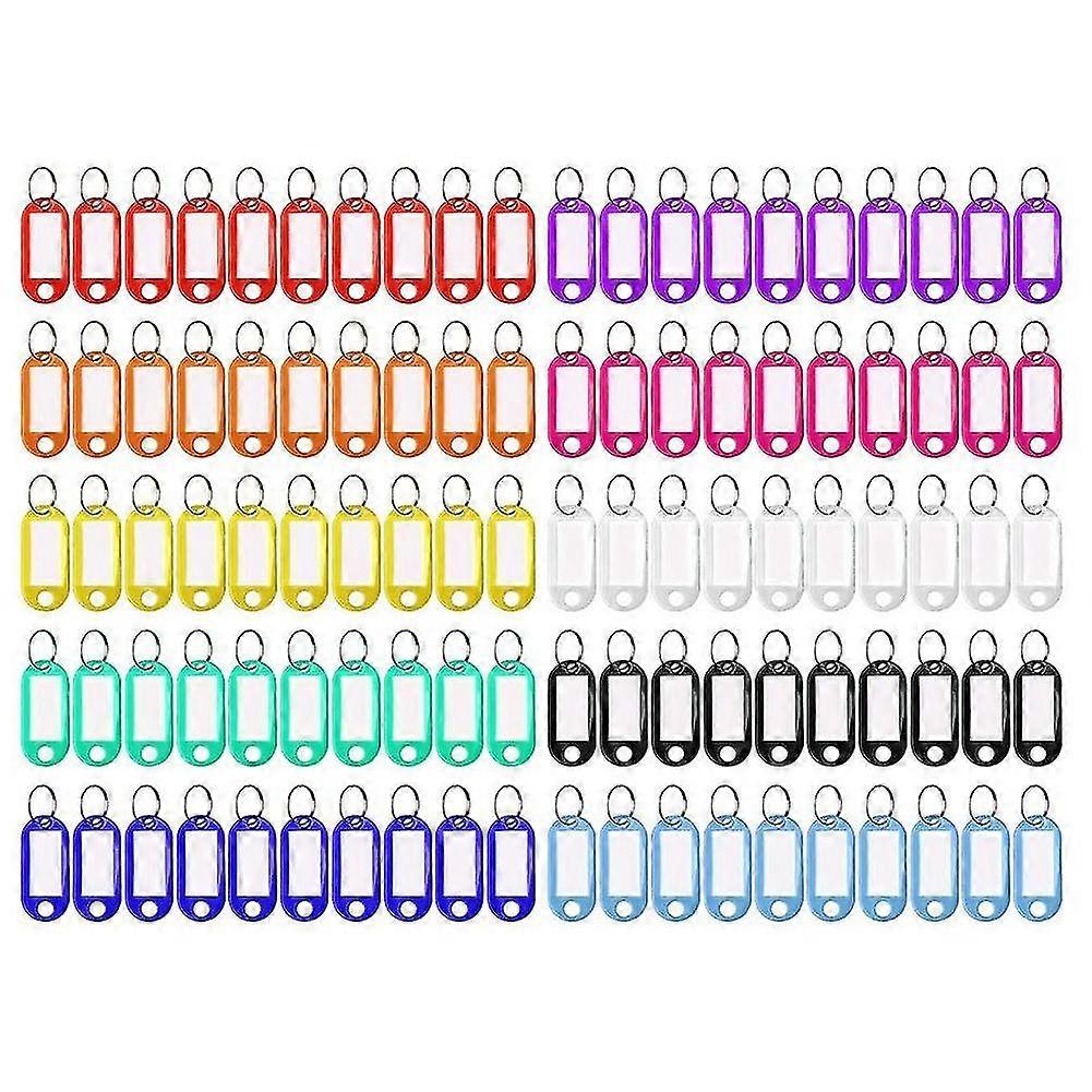 100 Pcs 10 Colors Candy Color Label Keychain Numbered Card With Keychain Item Classification Tag Fo