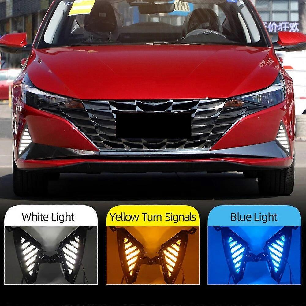 CSCSNL 1 Pair Car DRL For Hyundai Elantra 2020 2021 2022 LED Daytime Running Light Fog Lamp Turn Signal Light Daylight