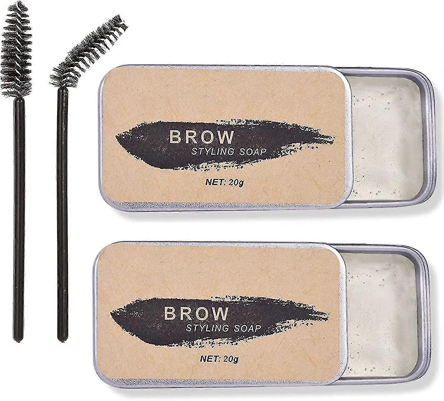 2pcs Eyebrow Soap Kit,brows Styling Soap,long Lasting Waterproof Smudge Proof Eyebrow Styling Pomade